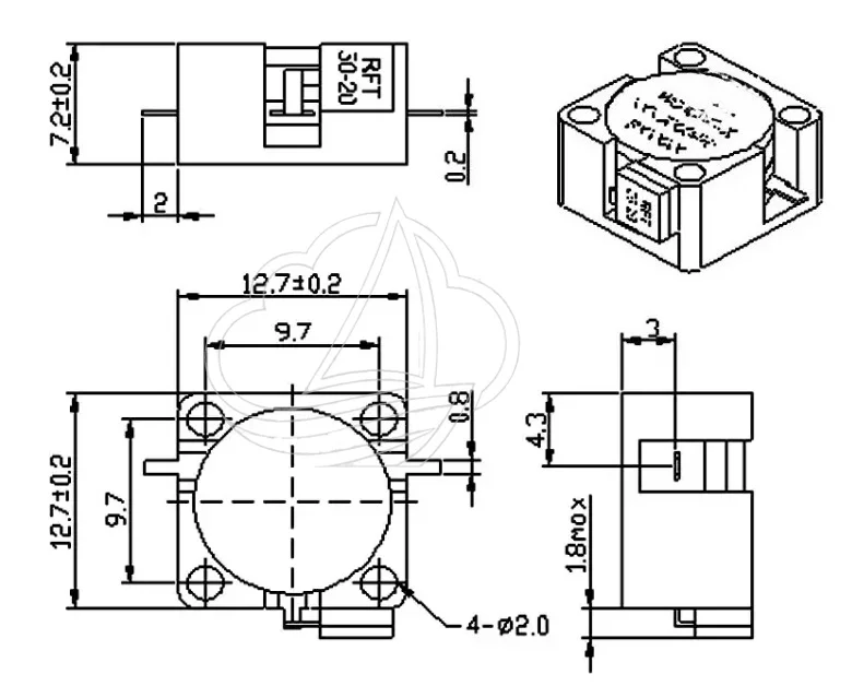 WG1313X 700MHz-7GHz RF Isolator, 12.7x12.7mm Coaxial Wideband Isolator Covering 5.7-5.9GHz Band