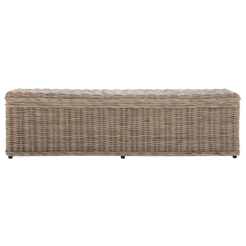 Home Collection – Natural Wicker Storage Bench, Rustic Rattan Bench with Hinged Lid for Bedroom or Entryway,, Customized