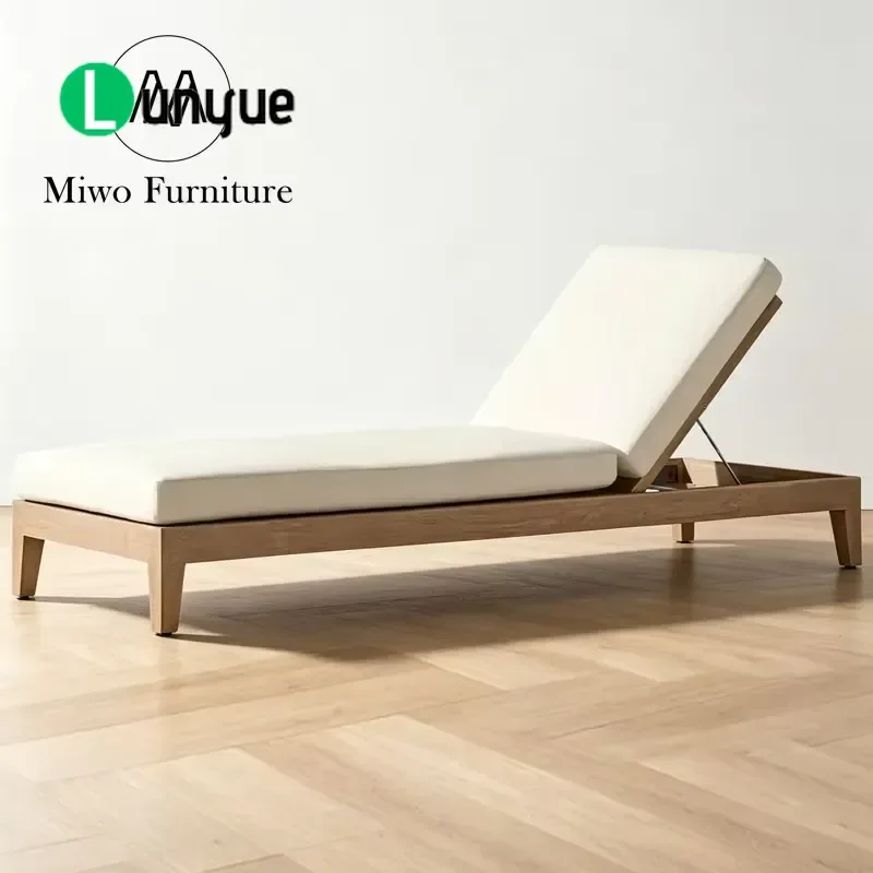 Modern Outdoor Teak Sofa Bed Adjustable Poolside Lounger for Hotel Garden Patio Furniture Durable Weather Resistant