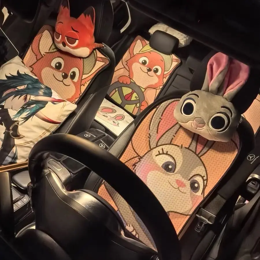 الكرتون لطيف جودي نيك أرنب الثعلب سيارة مسند الرأس حزام الأمان وسادة الكتف وسادة لطيف لوازم الديكور الداخلي #2