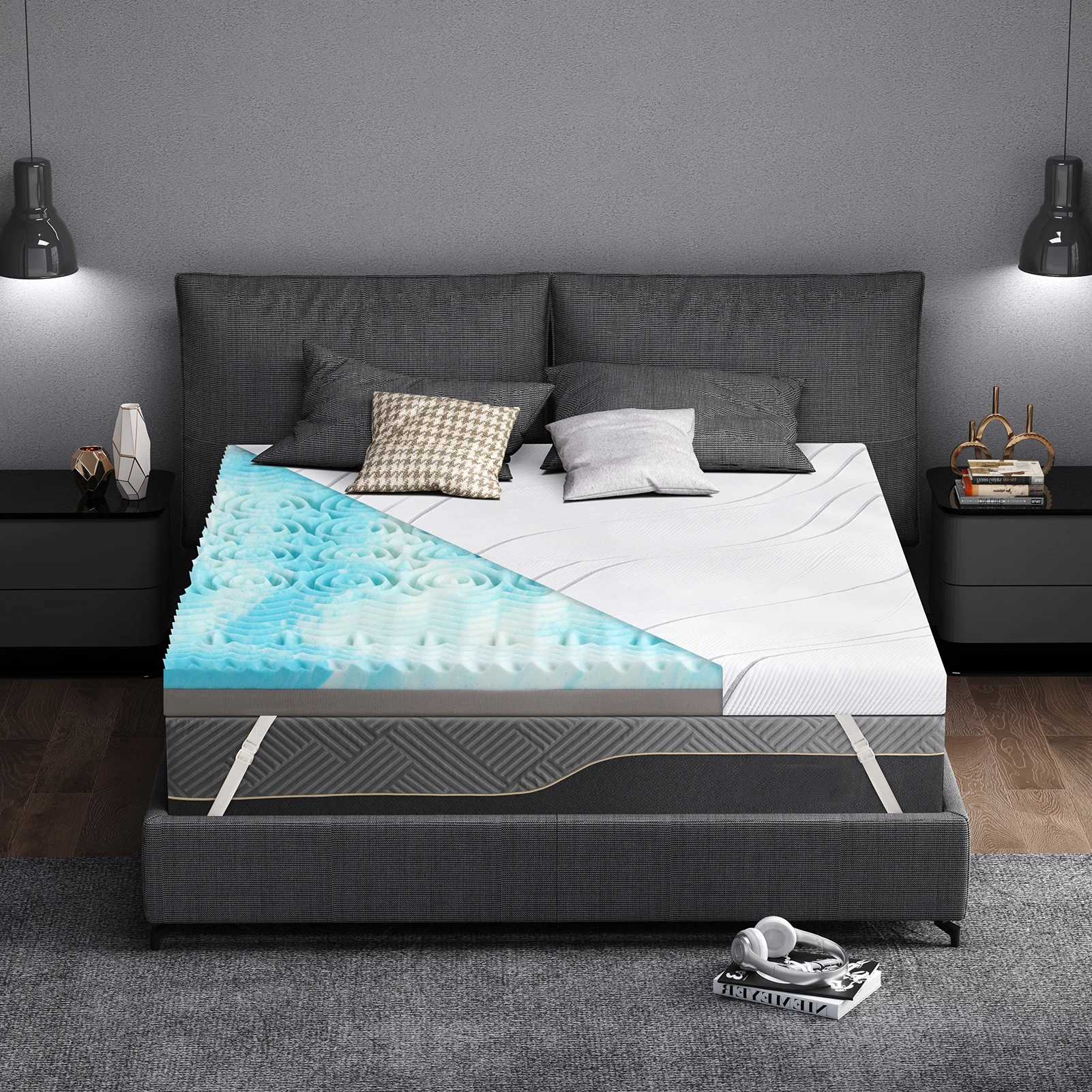 

Hcore 4-Inch Mattress With Top-Quality Cooling Eggshell Gel + Bamboo High-Density Memory Foam Mattress For Pain Relief