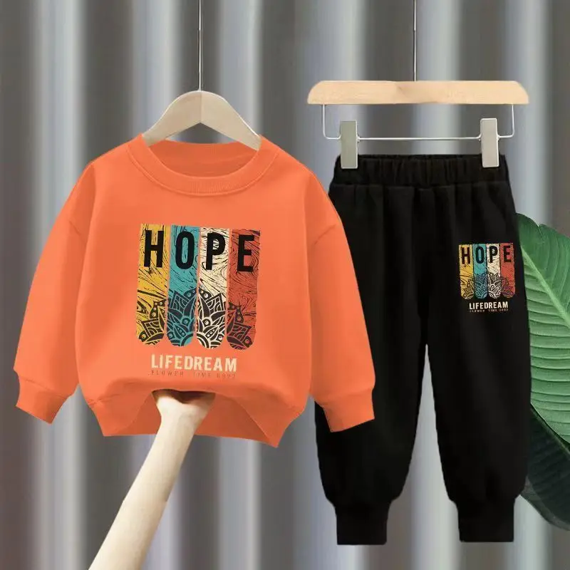 طقم بذلة رياضية مطبوعة من قطعتين للأطفال ، توب وسراويل بأكمام طويلة ، ملابس رياضية للفتيان والفتيات ، ملابس أطفال ، خريف