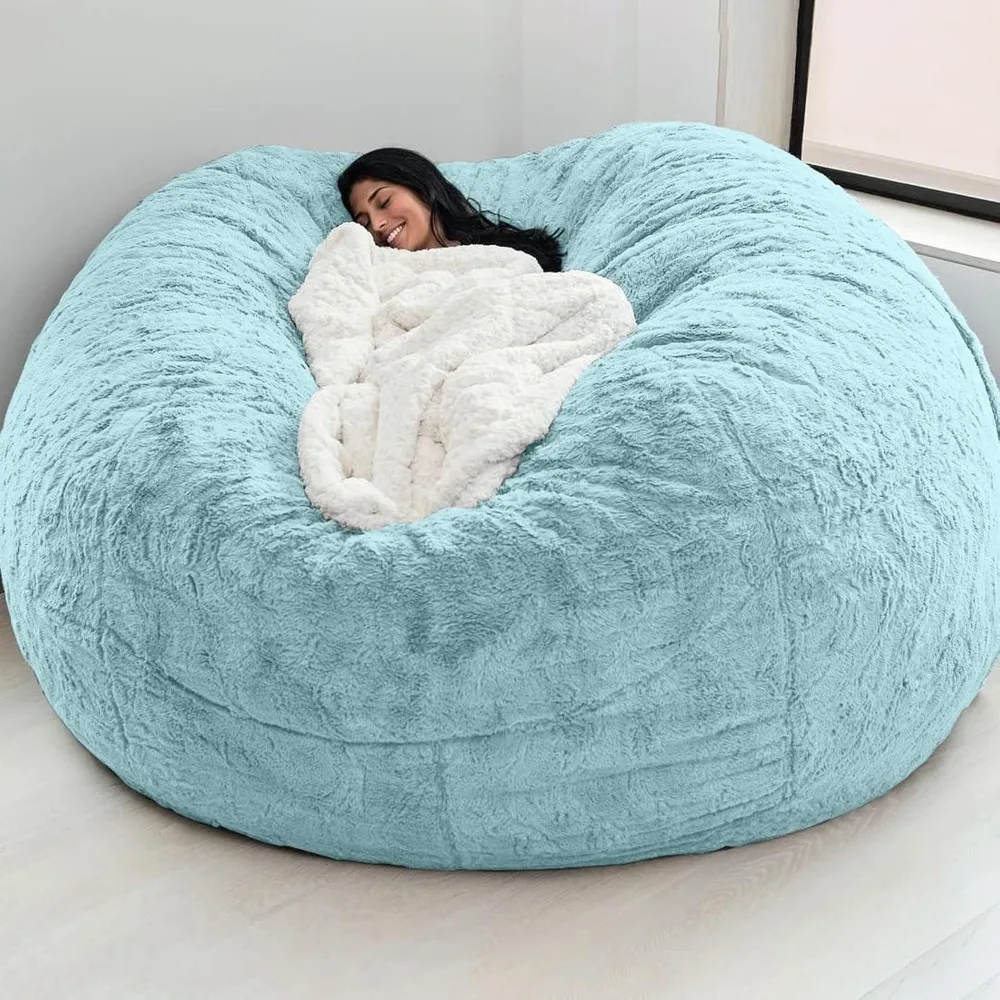

Giant Bean Bag Chair Cover(No Filler),Oversized Round Soft Fluffy PV Velvet Washable Lazy Sofa Bean Bag Bed Cover for Adults, Li