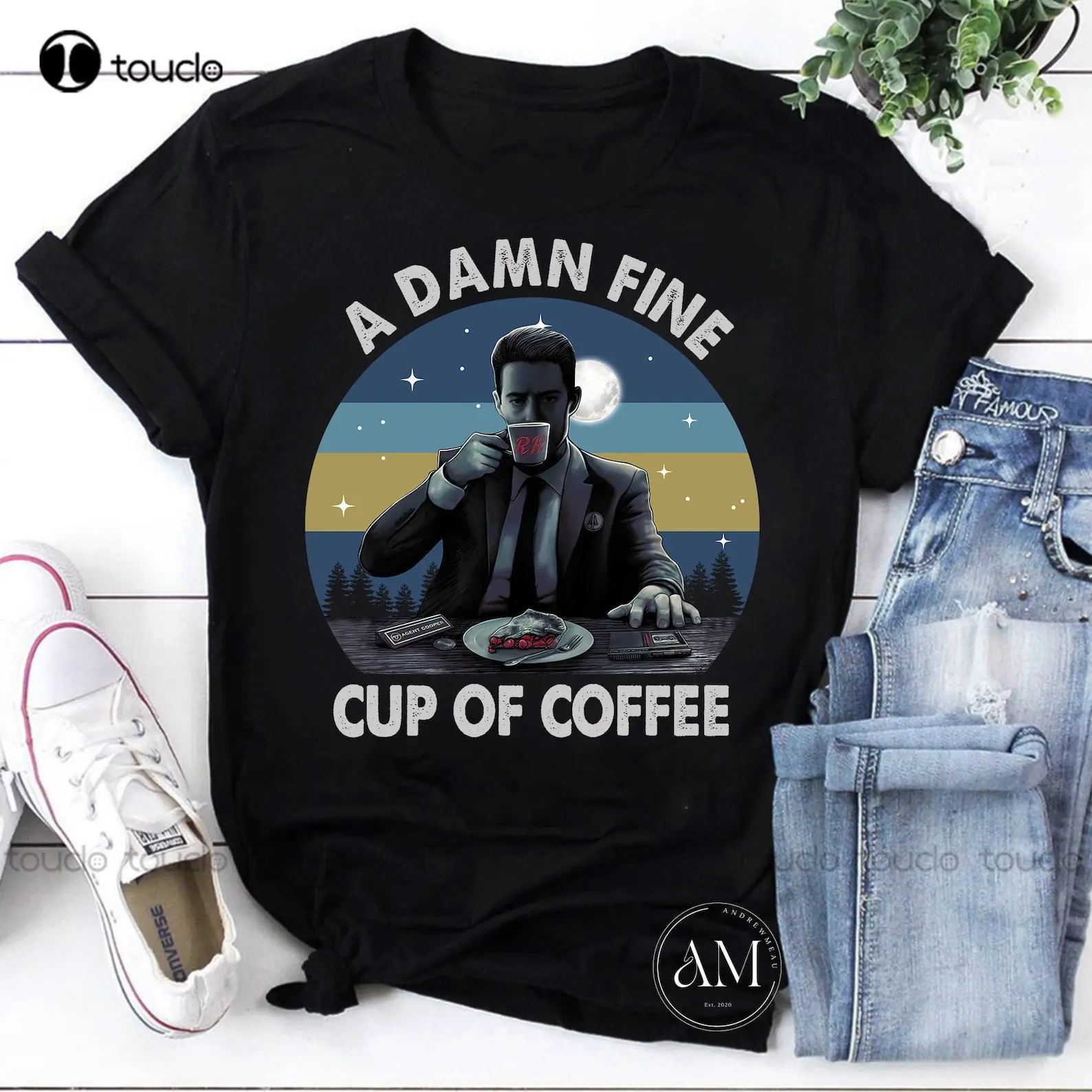 Twin Peaks Dale Cooper A Damn Fine Cup Of Coffee Vintage T-Shirt Twin Peaks Movie Mom Shirts Xs-5Xl Christmas Gift Printed Tee