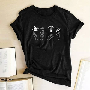 Seeyoushy Vintage Print Women T-shirt Round Neck Short Sleeve Loose Summer T Shirt Harajuku Top Femme Woman Clothes Ropa Mujer