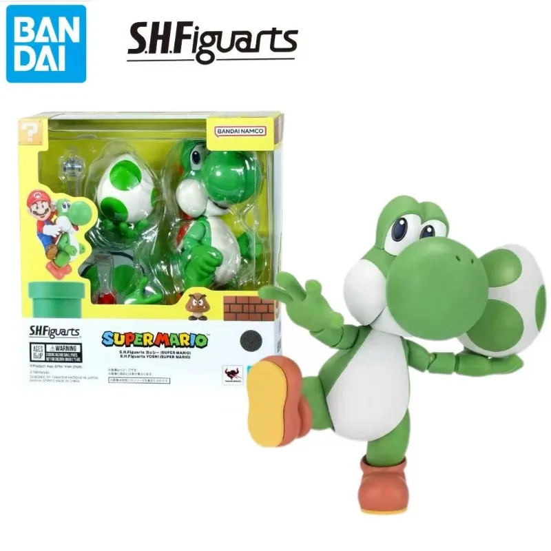 En Stock, Figura de Acción Original de Bandai, Kit S.H.Figuarts, Super Mario Bros Yoshi, Decoración de Escritorio, Modelo de Juguete, Personajes de Anime