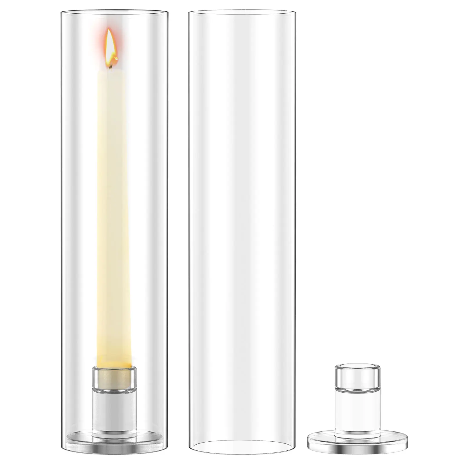 2Pc Glas Kerzenhalter Set Romantische Candlelight-Dinner Prop Kerzenhalter Winddicht Klar Kerzenhalter Stehen hochzeit Party Supplie
