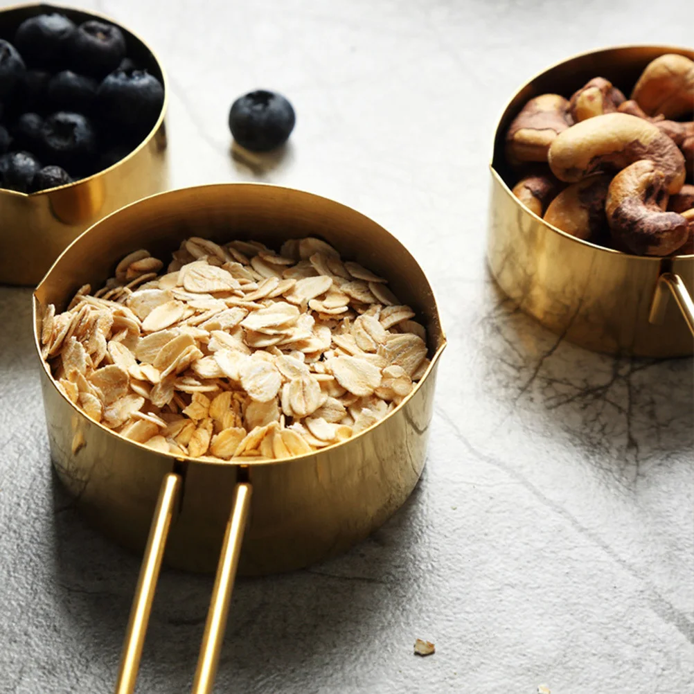 

4Pcs Stainless Steel Measuring Cups Engraved Gold Mirror Polished Measuring Dry Liquid Thick Ingredients Kitchen