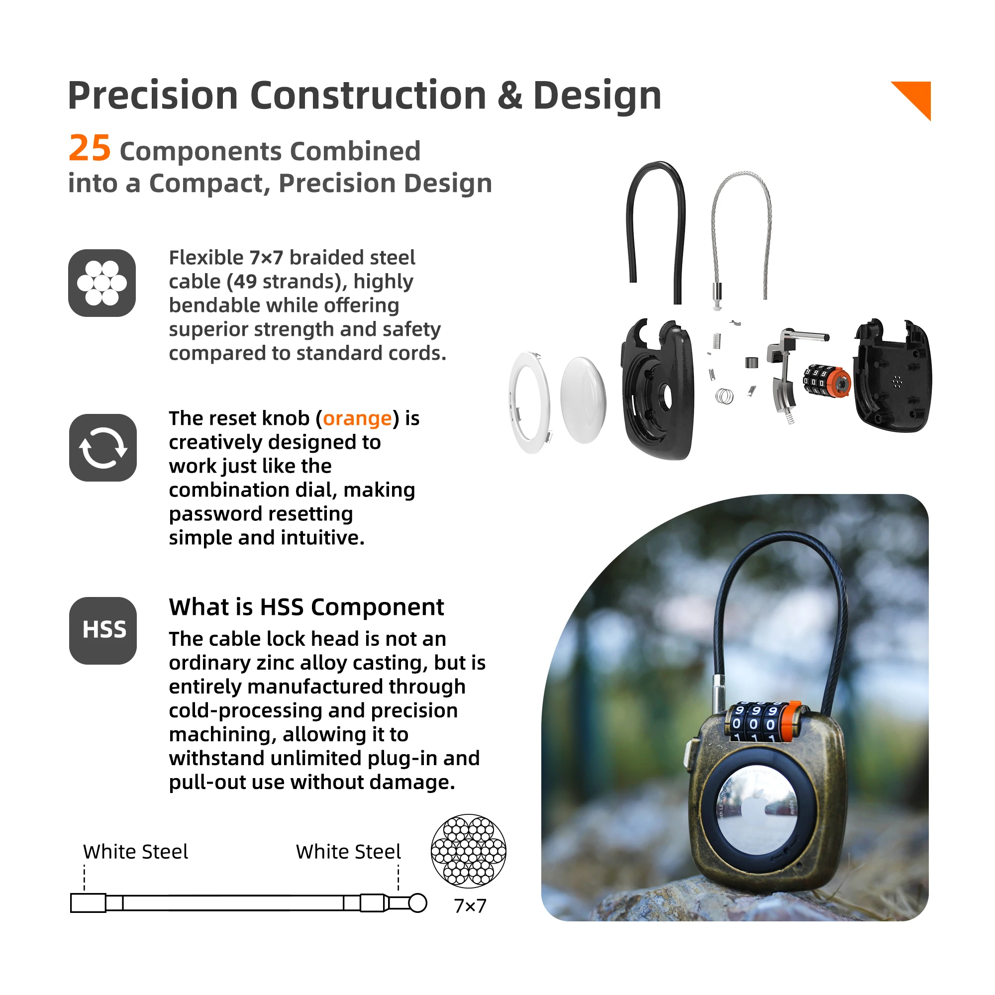 

Compatible with Apple Air Tag Case, Combination Lock Air Tag Holder for Suitcase, Backpack, Locker, Travel Safe, Metal GPS Track