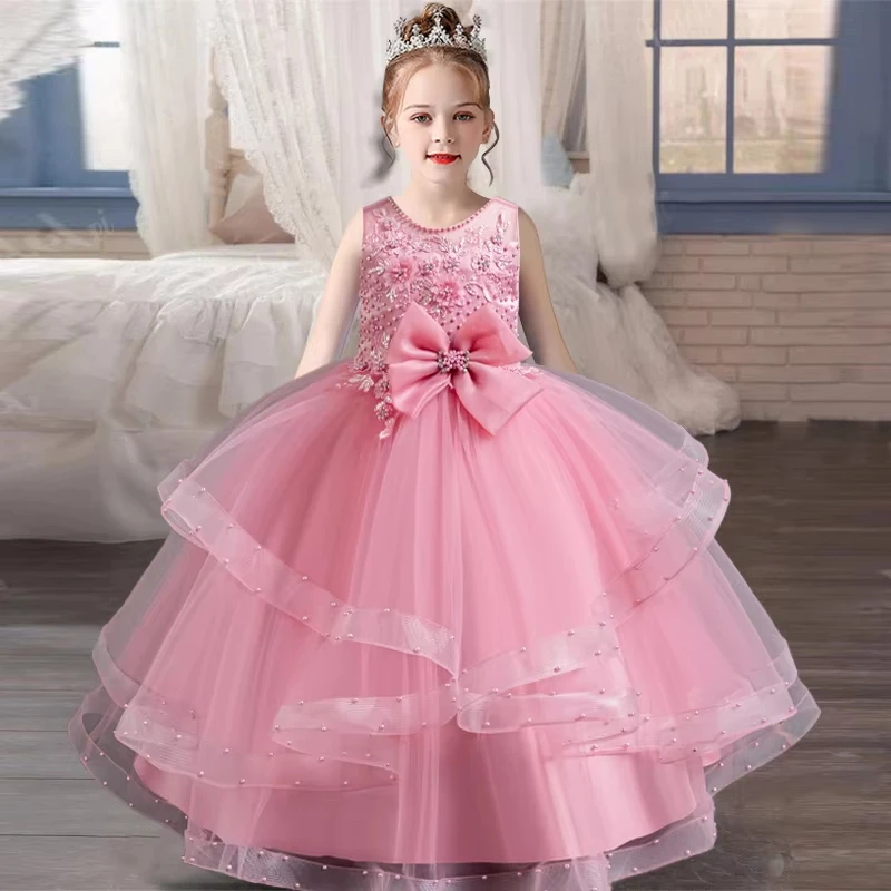 Gorgeous Elegant Girl Dress Model Show Piano Performance Birthday Party Dance Evening Dress 4-12 years old girl clothing