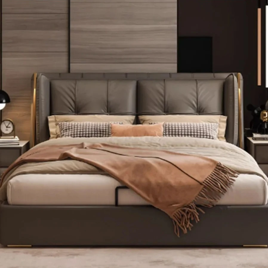 Frame 150x200cm Full Size Bed Fancy Nordic King Double Bed 180x200cm Luxury Upholstered Minimalist Home Bedroom Furniture