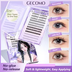 GECOMO Four Types in One Box Large Capacity of Segmented C-curl False Eyelashes, Natural Curling & Lengthening Eyelashes