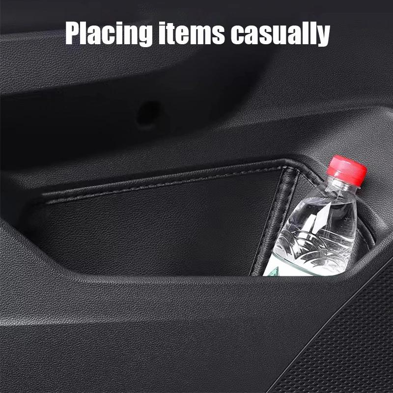 حصيرة صندوق تخزين بفتحة باب ، مصنوعة من مادة جلدية ، مسند ذراع للباب ، وسادة مانعة للأوساخ لفولكس فاجن ، ID.4 ، ID4 ، للي ، #3