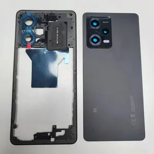 Bilashmart Redmi Note 12 Pro 5G Phone Housing Middle Frame+Glass Battery Back Cover Case Panel Repair Parts