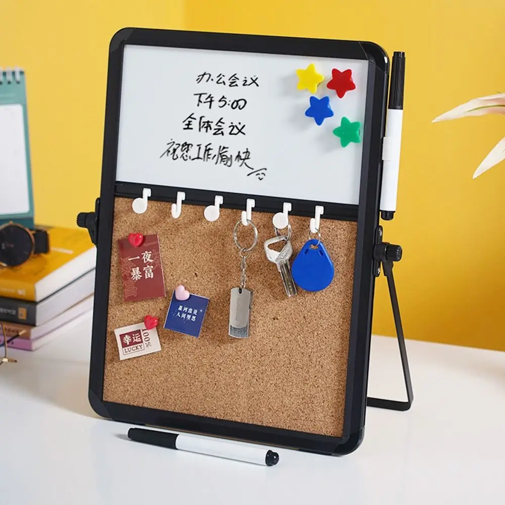 Magnetic Cork Message Board Hanging/Free Standing Rotate Stand Wall Mounted Memo Felt Board Decorative Metal Frame