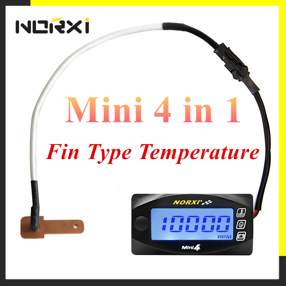 Motorcycles Radiator Sensor Voltage Time RPM Tachometer Norxi  Mini 4 in 1 LED Digital Display Quad gauge