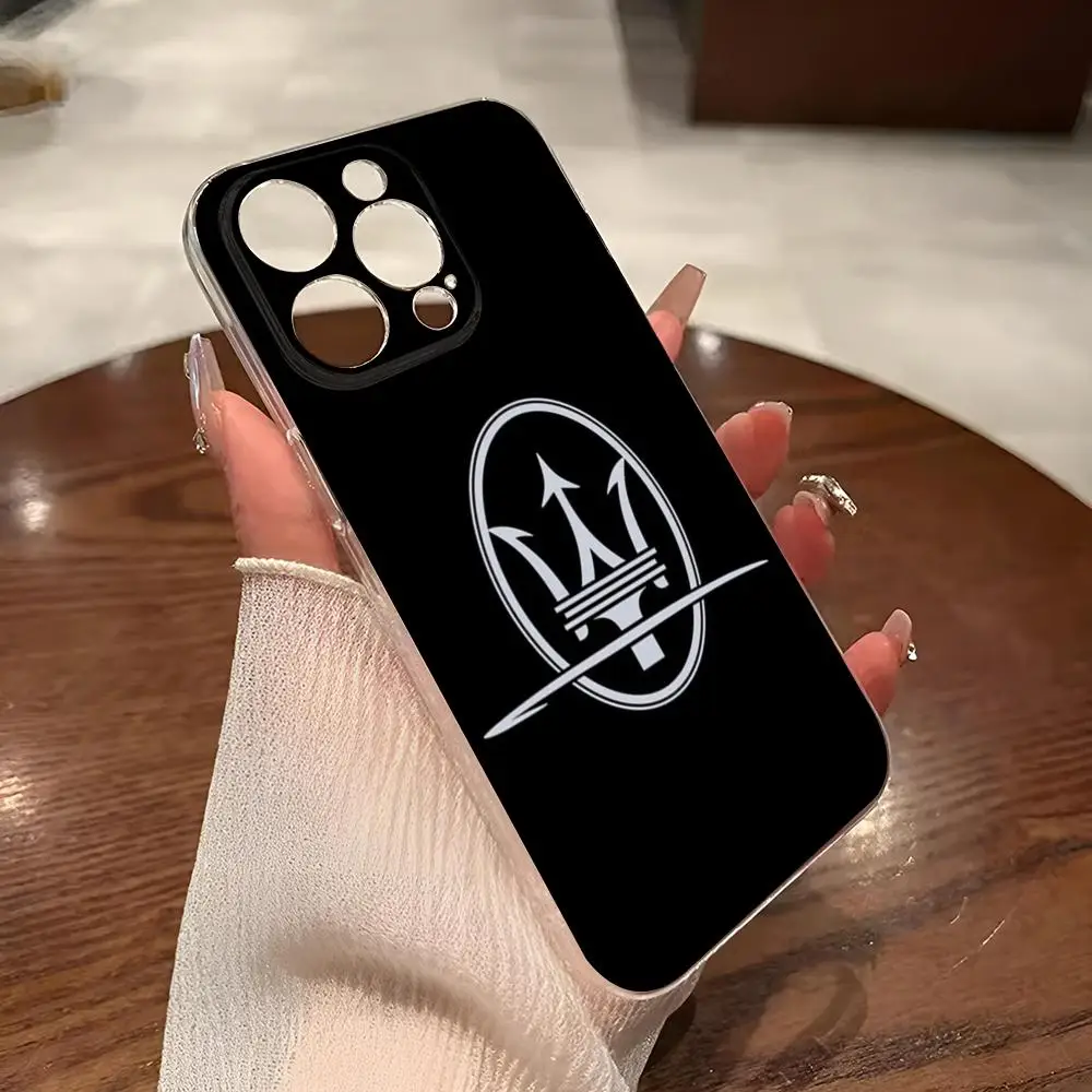 M-Maseratis-Coque transparente pour iPhone, compatible modèles 14Pro, 16, 15, 11, 12, 14 Pro Max, Mini 8 Plus, Poly XS, SE2020