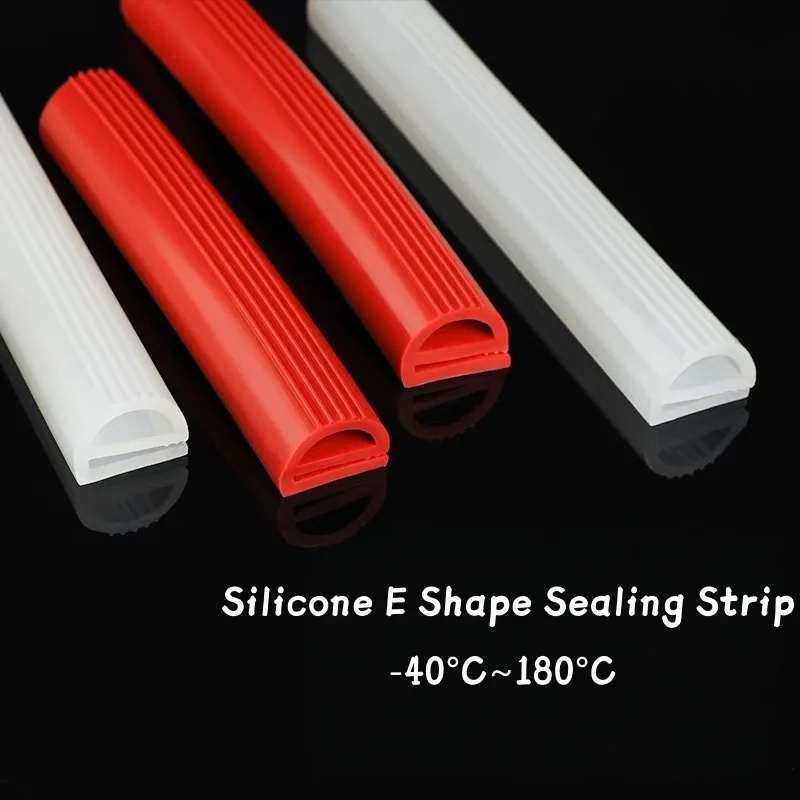 Clearance Sale White/Red Silicone E Shape Strip Rubber Sealing Strip E-shaped E-strip High Temperature Oven Oven Sealing Strip view 2