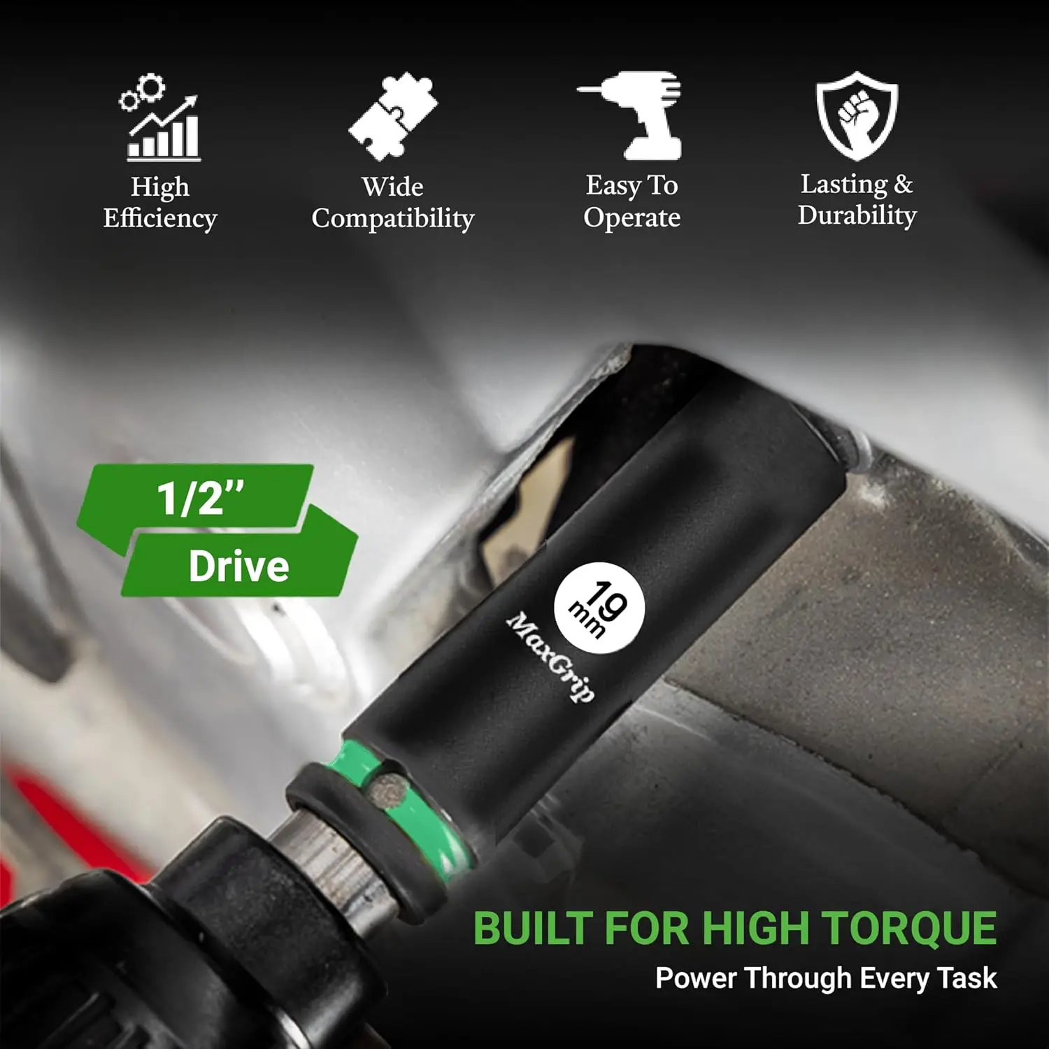 ชุดบล็อกขันน็อตแบบกระแทก 1/2 นิ้ว – 16 ชิ้น ขนาดเมตริก (8 มม.–32 มม.) – ชุดเครื่องมือช่างยนต์และช่างซ่อม