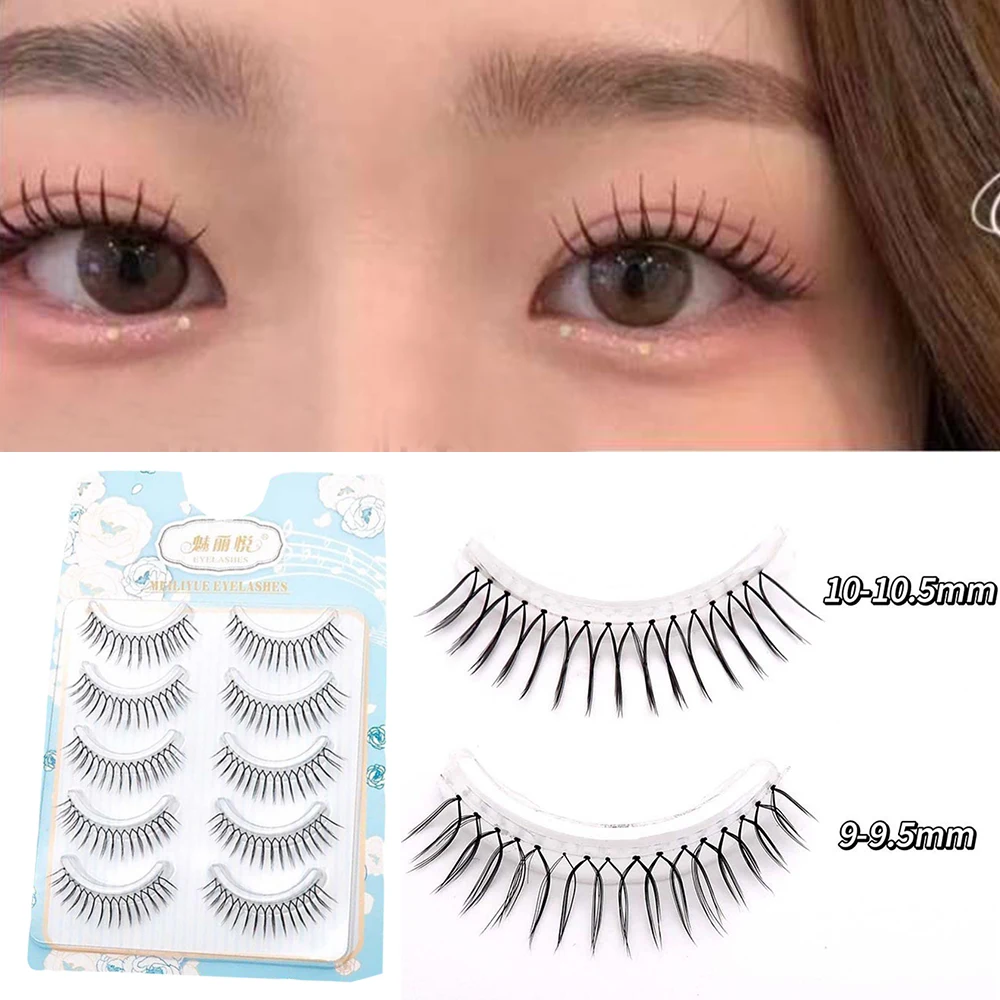 HOT 10 Pairs False Eyelashes Korean Idol Lash Extension U-Shaped Comic Eye Makeup Lashes Natural Wispy Fake Eyelashes Clear Stem