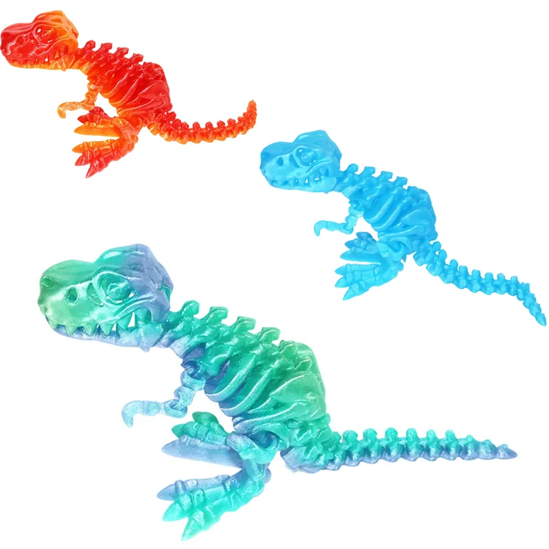 

3D Printed Crystal Dinosaur Crafts Model Decoration Rotatable Tyrannosaurus Rex Desktop Ornaments Dragon Figurine Toy Kids Gift