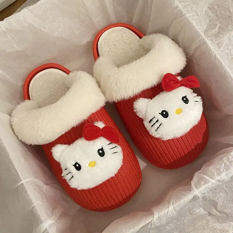 Kawaii Creative Cute Cinnamoroll Slippers Cartoon Casual Anime Hello Kitty Warm Anti Slip Odor Proof Thick Bottom Toe Slippers