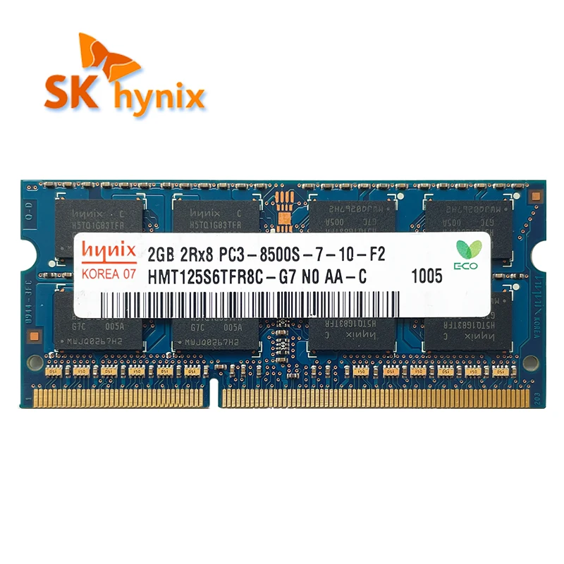 Hynix DDR3 2GB 1066MHz RAM 2RX8 PC3 - 8500S Laptop memory  SODIMM 1.5V