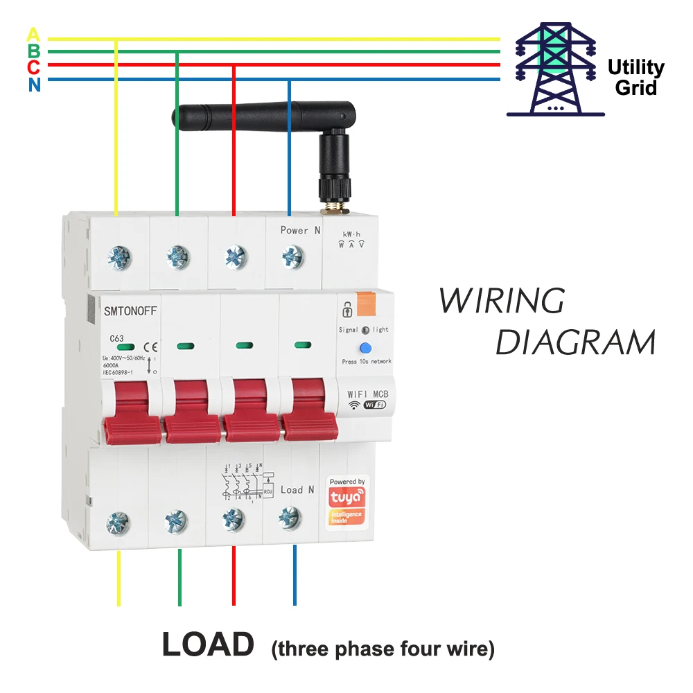 Tuya smart wifi 4p mcb 63a rs485 schalter prepaid meter timer schalter spannungs stroms chutz sprach steuerung alexa google alice – Detail 17