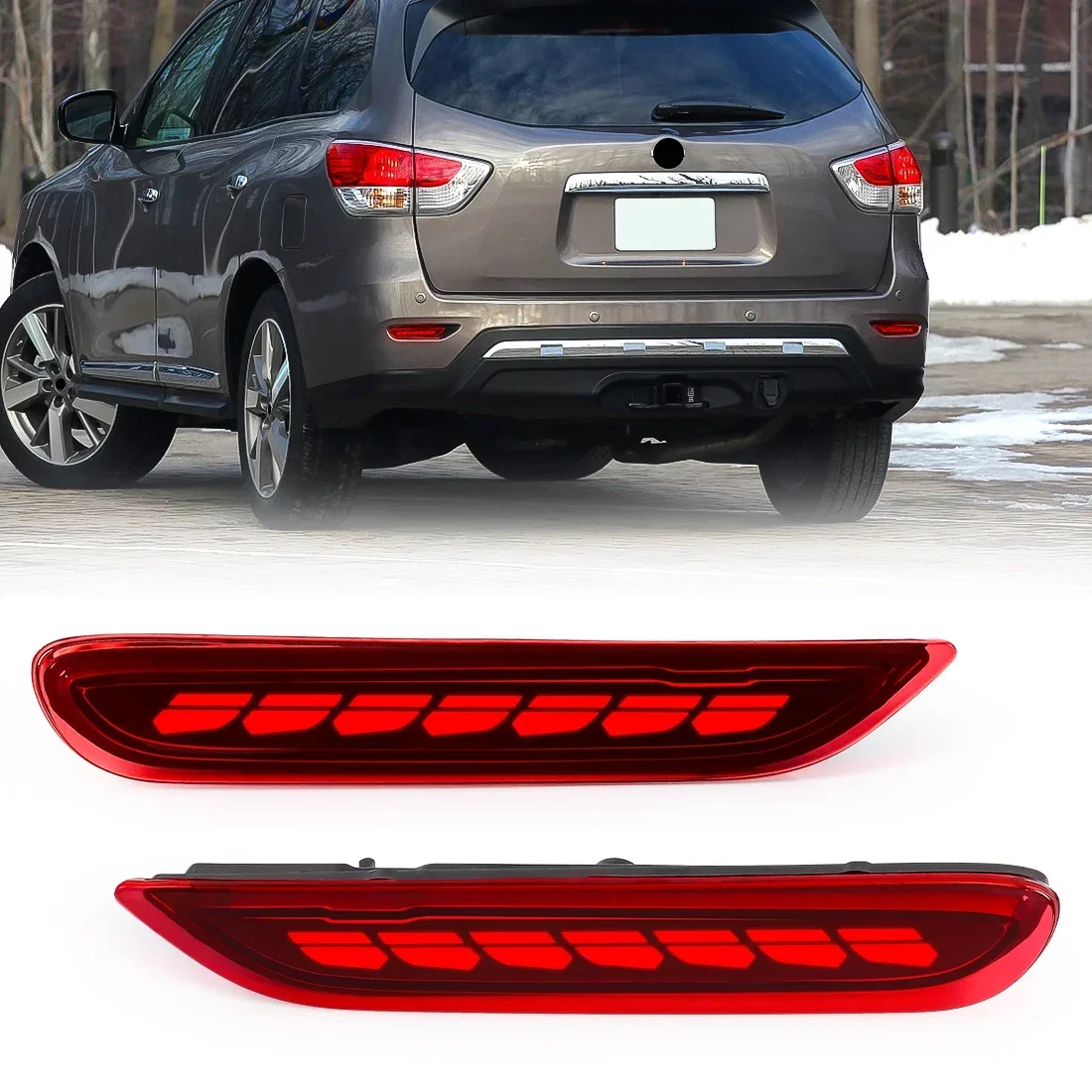 

For LED Rear Bumper Reflector Lights Nissan X-trail T32 Rogue Qashqai J11 Leaf Pathfinder Infiniti Q50 QX60 JX35 2014 2015 2016