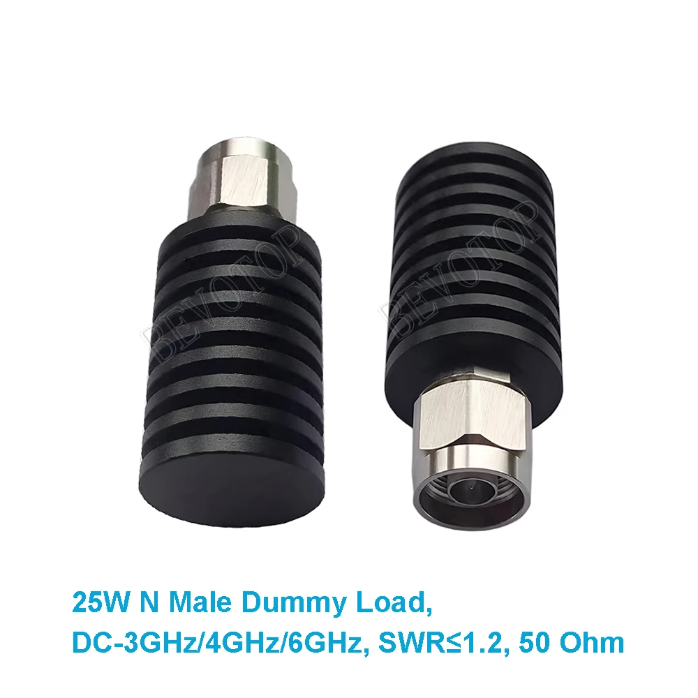 1PCS 25W N Male/Female RF Coaxial Termination Dummy Load 3GHz/4GHz 50ohm Nickel Plated Coaxial Accessory