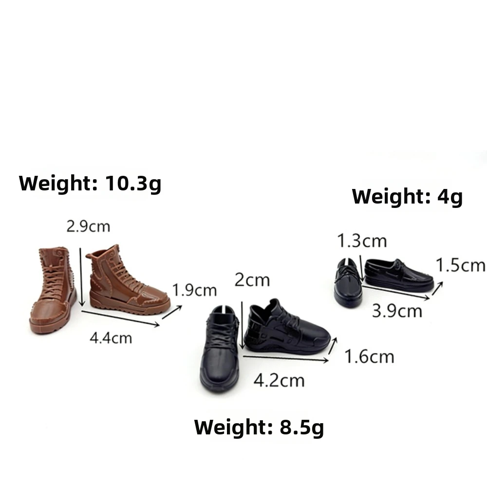 

New Fashion 1/6 Shoes Plastic Multistyles Male Boots Shoes Clothes Accessories Fit Foot Length 2cm Dolls