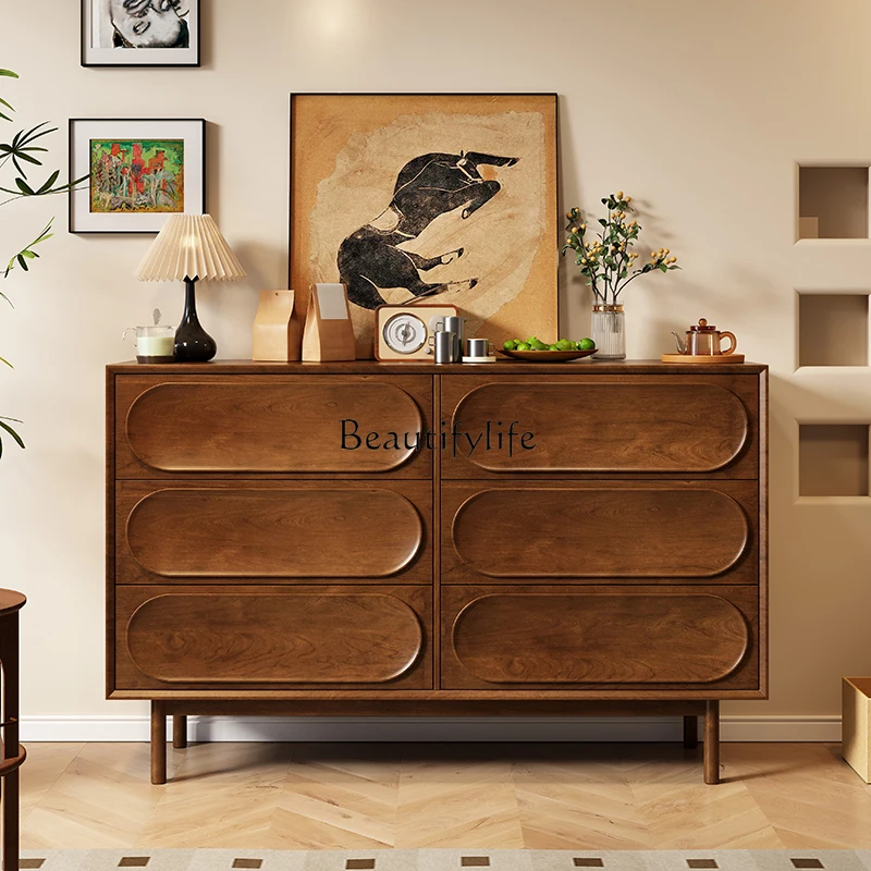 

Medieval style chest cabinet Solid wood retro American bedroom storage cabinet
