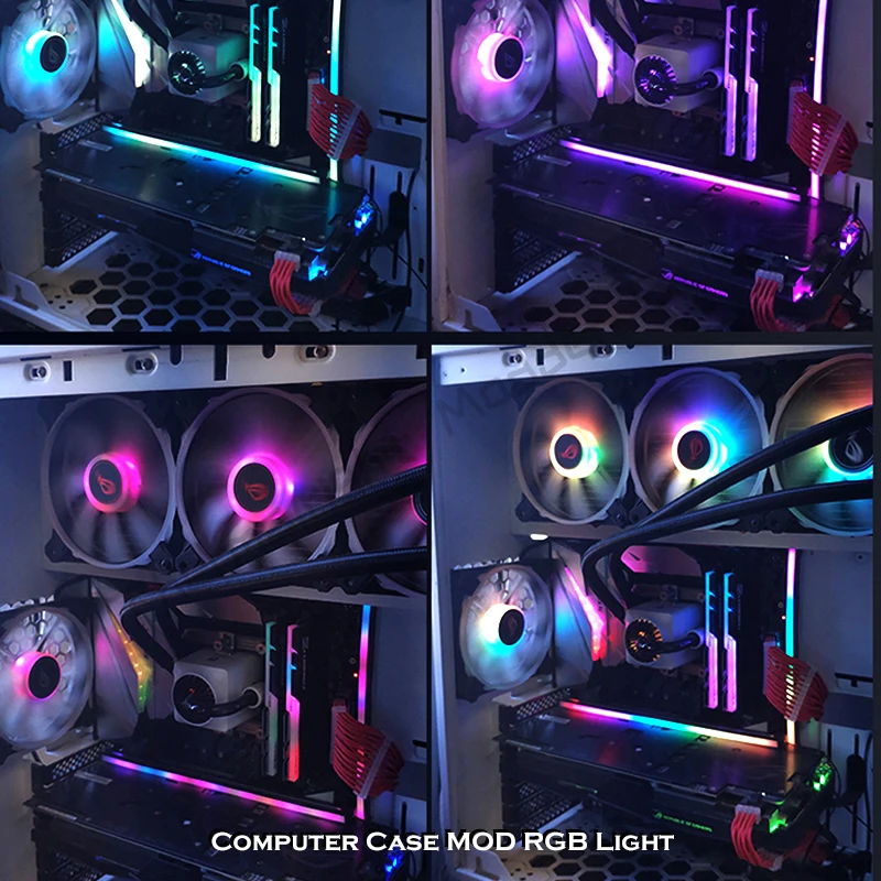 Imagem -06 - Decoração de Caixa Rgb Flexível 5v Argb 12v Rgb Barra de Luz Led Longo Forma Mod Adsorção Magnética