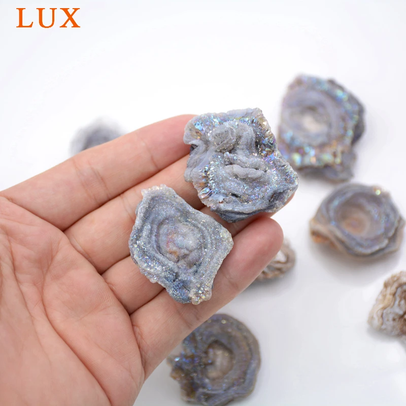 Galaxy Druzy Stone Titanium Chalcedony Druzy Slab 25-30mm Amazing Free Form Sun Agates Drusy X090