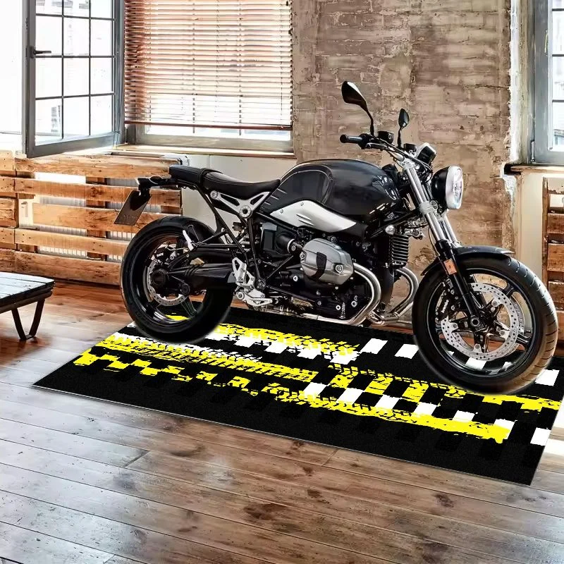VIKAMA Race Track Zebra Line Pit Mat Tire Mark Print Anti Slip Rug For Garage Motorbike Parking Workshop Floor Mat