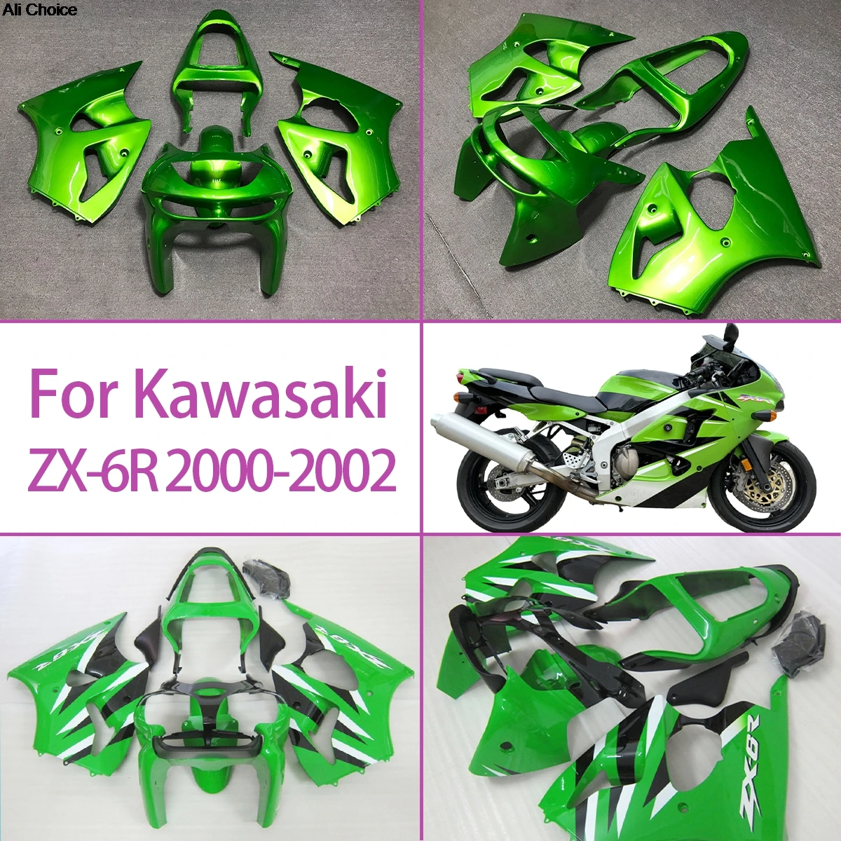 

Cool Fairing Kit 2000 2001 2002 ZX-6R Full Motorcycle Fairings Quality ABS Plastic For 00 01 02 Kawasaki ZX-6R