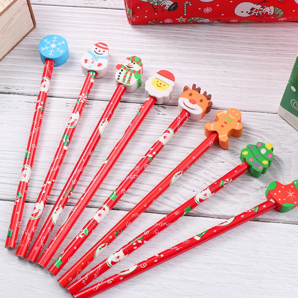 20 Pcs Christmas Pencil Pencils Student Stationery with Eraser Kit Wood Supplies Kids Child