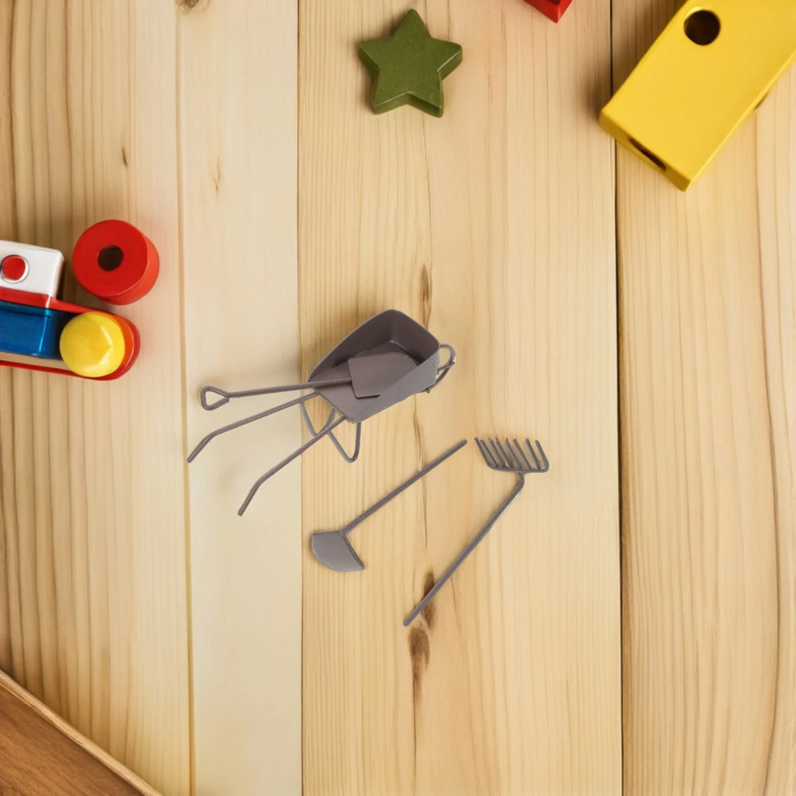 8Pcs Miniature Garden Decoration Micro Tools Set Mini Wheelbarrow Shovel Hoe Succulent Plant Kit for Bonsai Garden Accessories