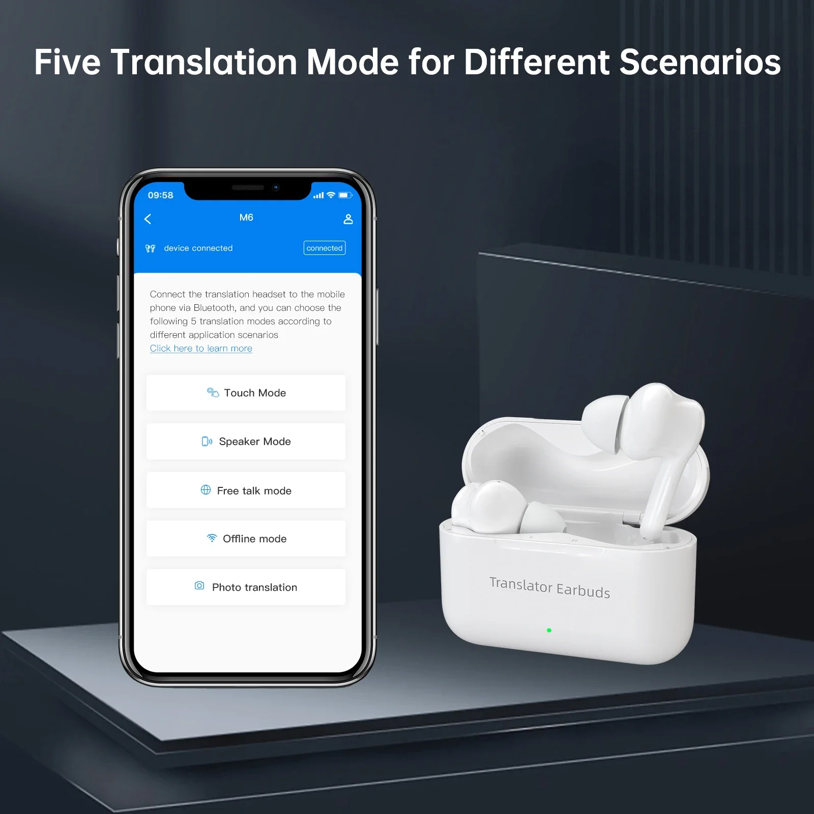 M6 AI Translator Earbuds Instant Voice Translator headphones 144 Language Translator Device for Travel Business