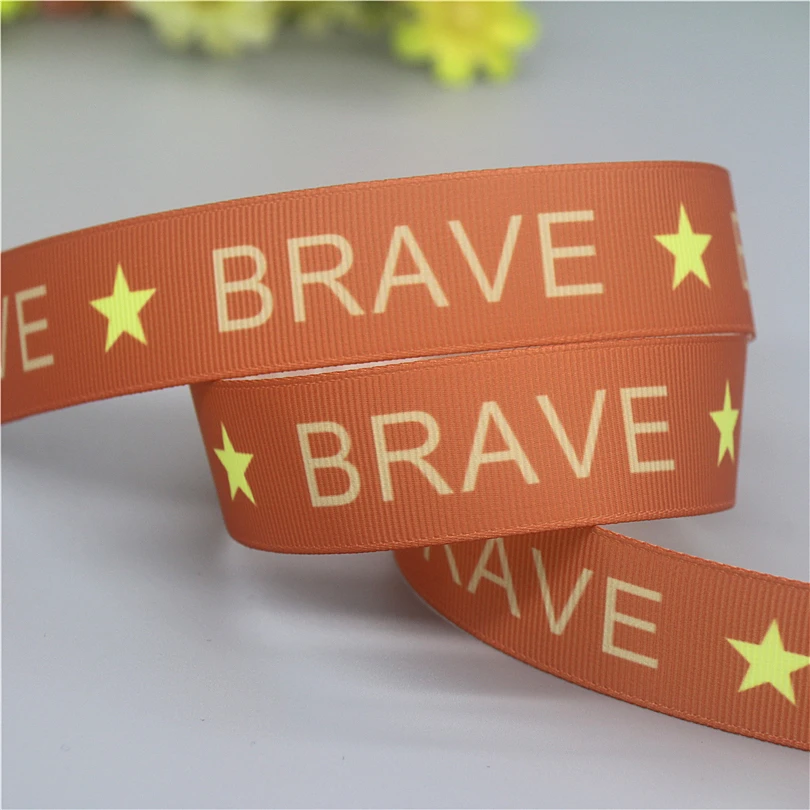 DHK 50yards Brave Life Love Happy Hwlf Wwjd Cancer Printed Grosgrain Ribbon Accessories Collar DIY Sewing Craft S2545