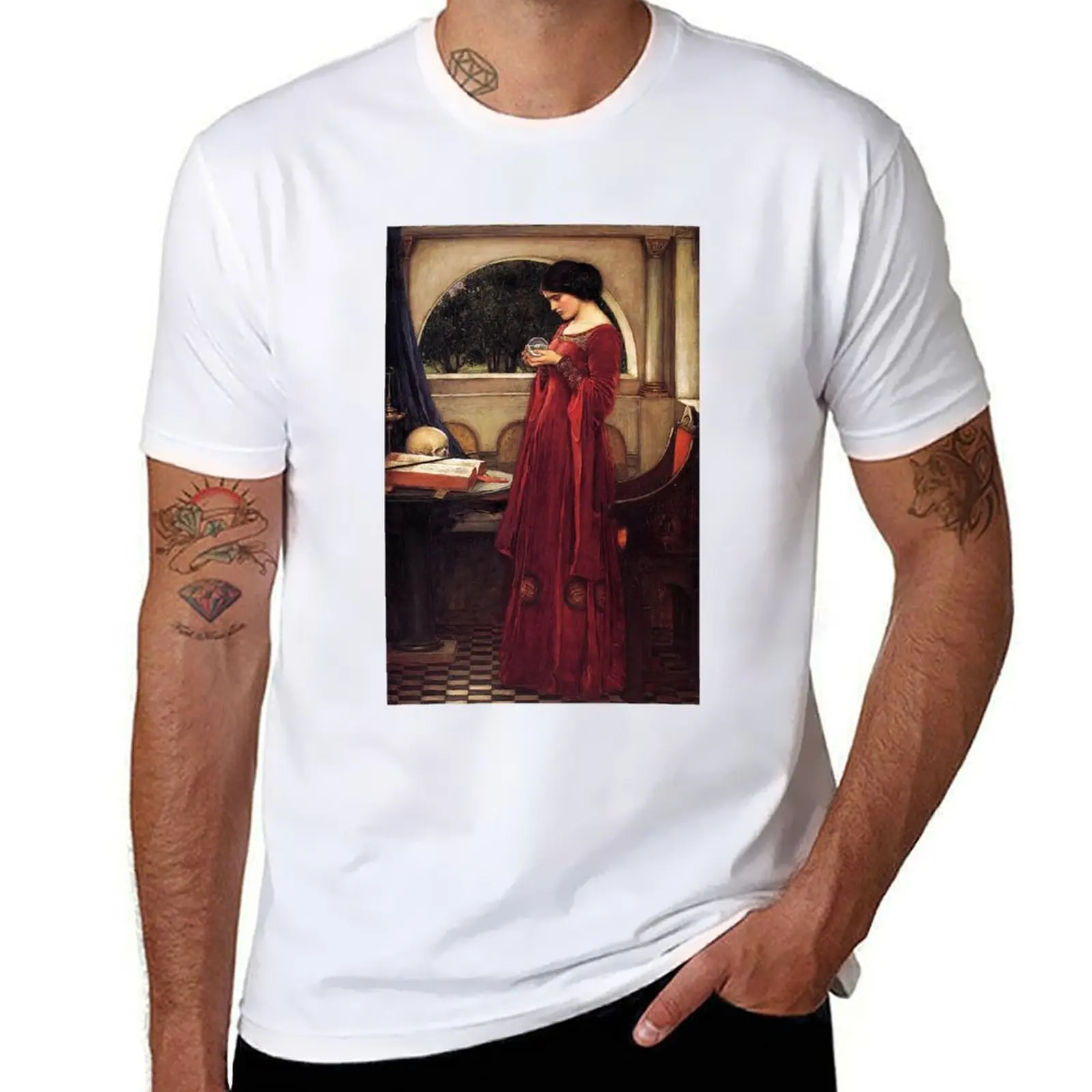 

HD. The Crystal Ball ,by John William Waterhouse T-Shirt men t shirt cotton 100% t shirt for man 100 percent cotton T-Shirt