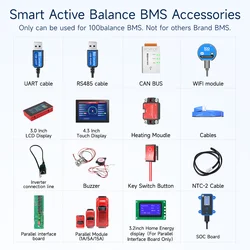 Balance Acessórios com Active Balance Buzzer, Módulo de Aquecimento Chave Interruptor, Wi-Fi, RS485, UART, CAN, Bluetooth, 4.3 Display, 1A, 100 pcs