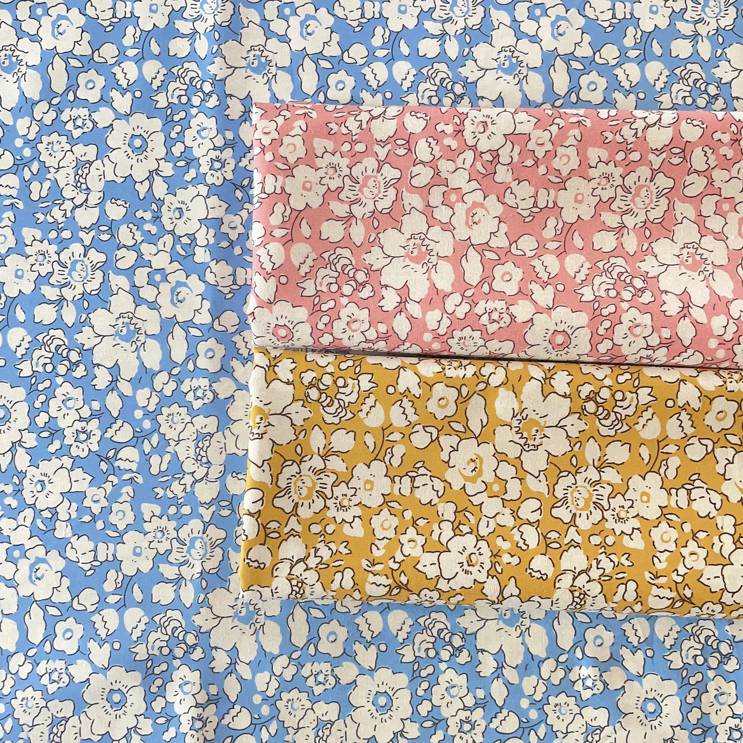 0.5m/1m/3m Color Floral Print 100% Cotton Poplin Fabric Suitable for Children's Clothing Dresses DIY Sewing Handicrafts