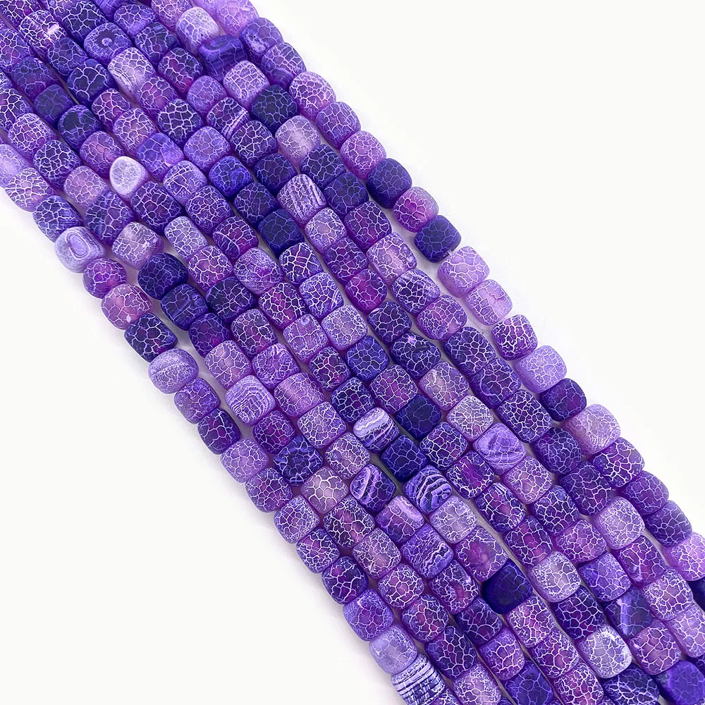1 Strand 8x8mm Square Shaped Weathered Agate Natural Stone Loose Bead Beaded for DIY Making Bracelet Necklace Jewelry Gift