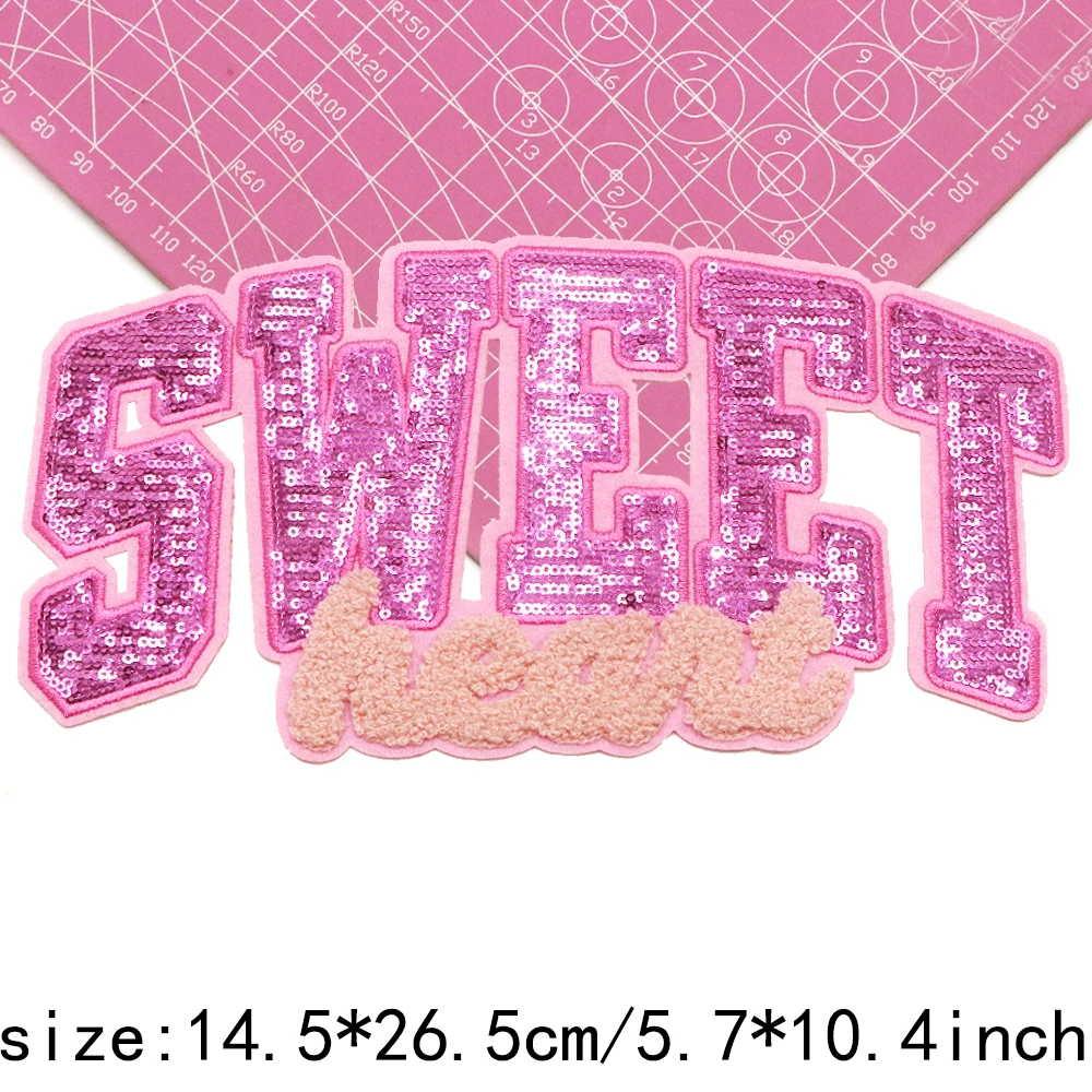 1PC Large Iron on Rose Bows Sequin Patch Embroidered Patches Badge Motif Applique Compatible Clothing Jeans T-Shirt Sweater