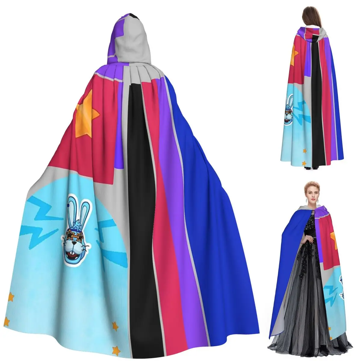 

Glamrock Bonnie Fazbear Entertainment Long Hooded Cloak Witch Medieval Costume Cosplay Cape HalloweenCoat Adult Unisex