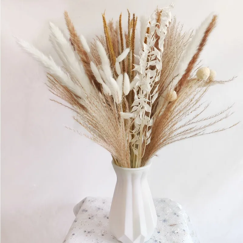 Dried Pampas Grasses Dried Palm Leaves Rabbit Tail Grass Party Decorations for Wedding Home Bedroom Baby Shower Decoration