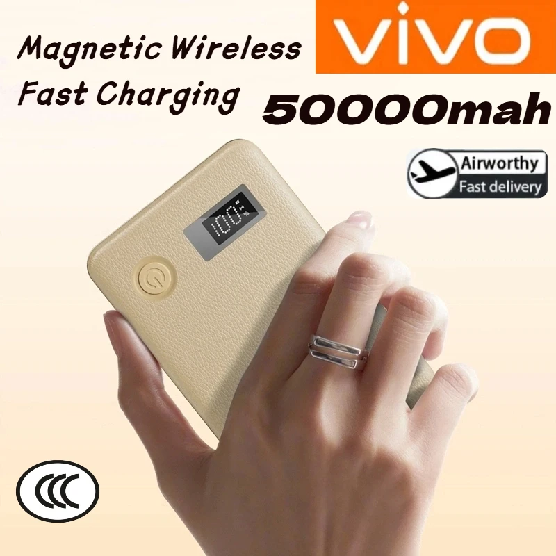 VIVO 50000mAh CCC شهادة رقيقة قوة البنك الترا ل MagSafe المغناطيسي اللاسلكي شحن سريع شاشة عرض البطارية المحمولة #1