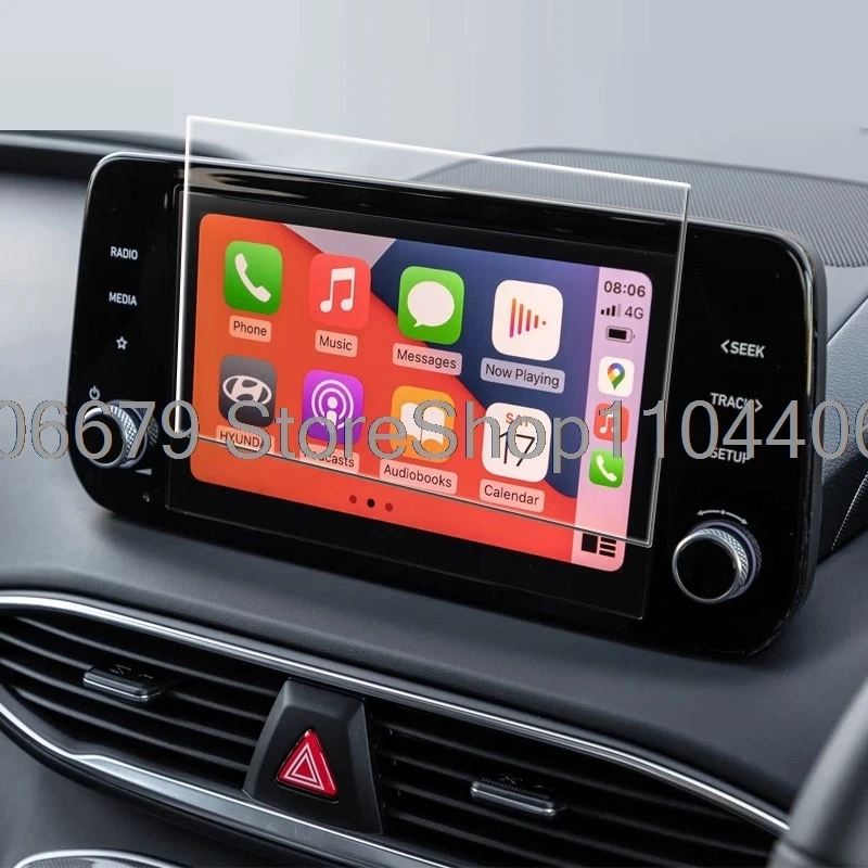 واقي شاشة من الزجاج المقسى لسيارة Hyundai Santa Fe TM 2022 2021 8 بوصة أو 10.25 بوصة ملاحة السيارة نظام تحديد المواقع المضادة للخدش