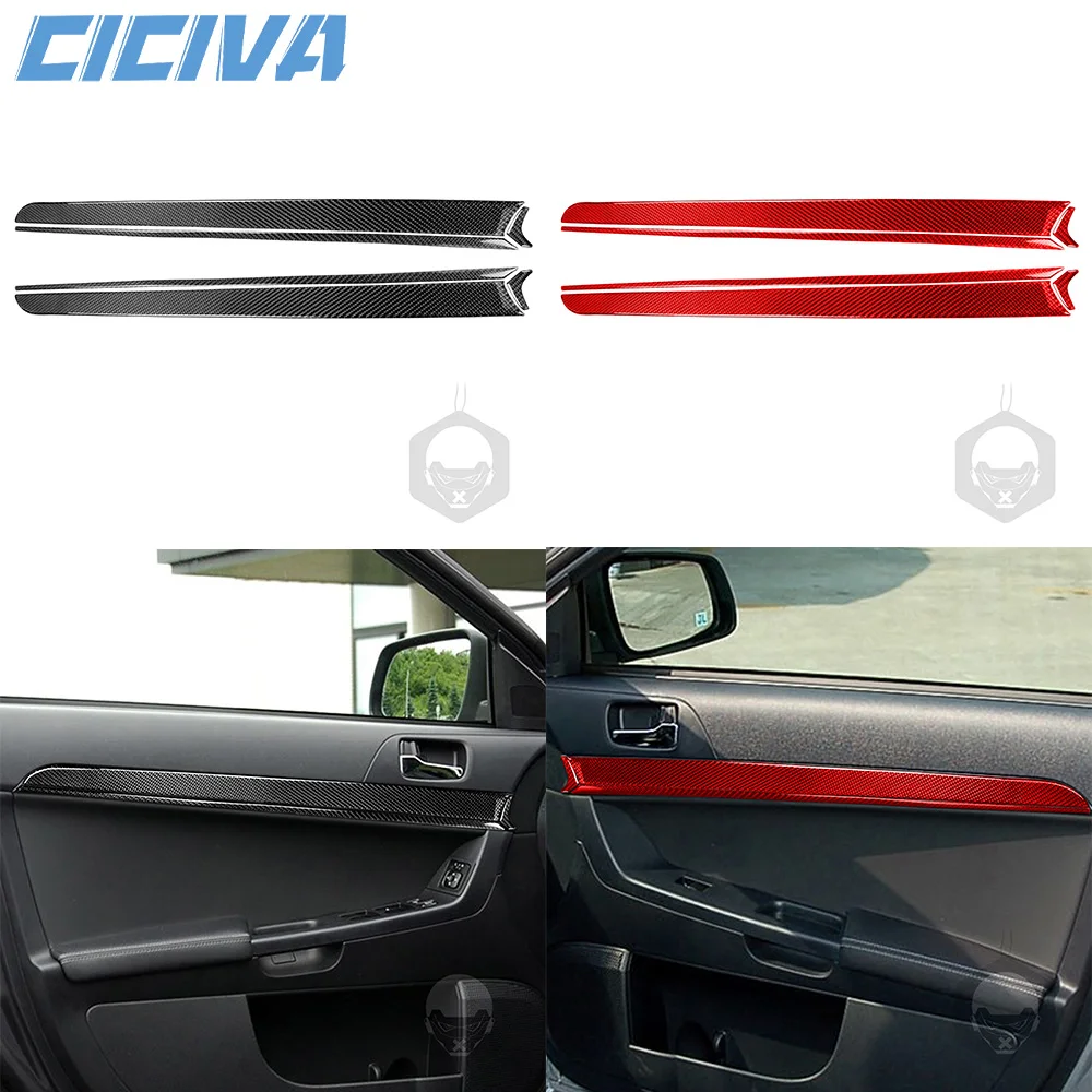 

Для Mitsubishi Lancer EVO X 2008-2015 из углеродного волокна, внутренняя дверная панель, Декоративная полоса, внутренняя отделка автомобиля, аксессуары, наклейка